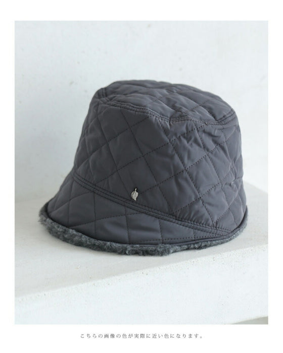 内側あったかボアのキルティング帽子