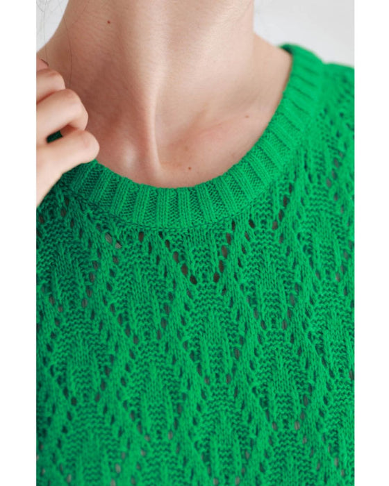 ストンとIラインシルエットの切り替え柄ニットロングワンピース