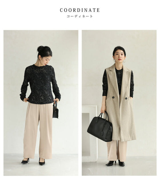 レース模様が浮かび上がるカットソートップス