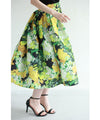 【セール商品返品交換不可】ガーデンボタニカル柄タックミディアムスカート