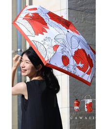  【予約商品】晴雨兼用。紅い花咲く折り畳み傘