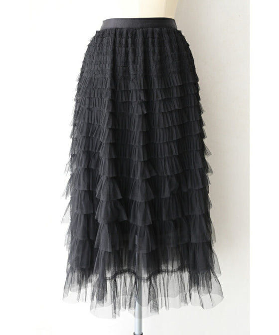Plenty of whipped ruffle tulle midi skirt