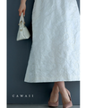 White floral relief midi skirt