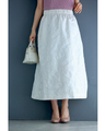 White floral relief midi skirt