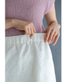 White floral relief midi skirt