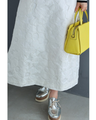 White floral relief midi skirt