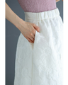 White floral relief midi skirt