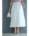 White floral relief midi skirt