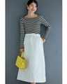 White floral relief midi skirt