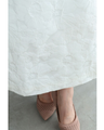 White floral relief midi skirt