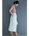 White floral relief midi skirt