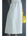 White floral relief midi skirt