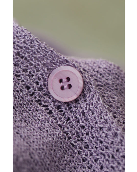 お尻まで包み込むラベンダー色カーディガン