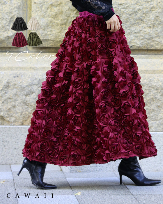 バラの花に包まれるボリュームブーケスカート