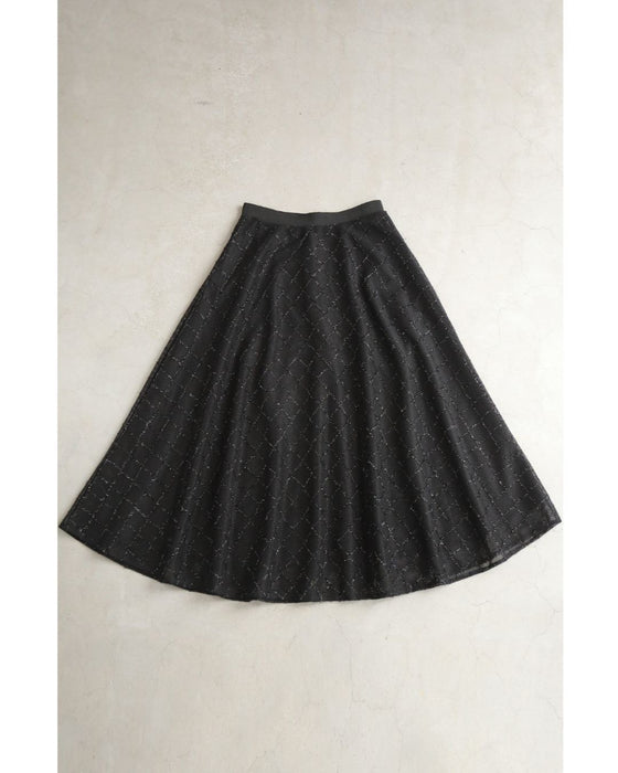 煌めきダイヤチェックのメッシュ地ロングスカート