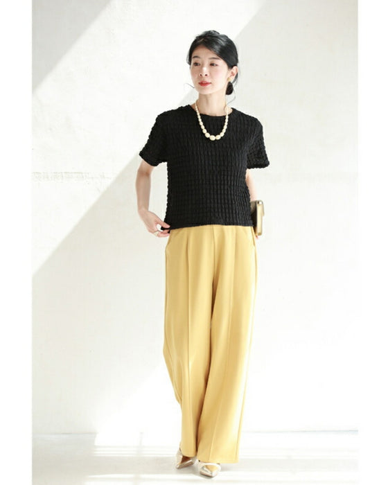 ぽこぽこテクスチャーの柔らかプルオーバートップス