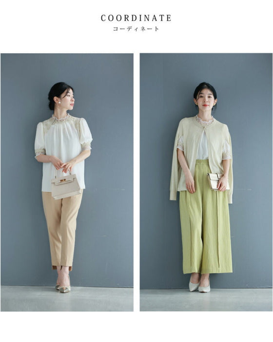 優美な刺繍デコレーションのベールブラウストップス