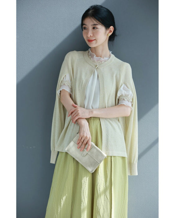 優美な刺繍デコレーションのベールブラウストップス