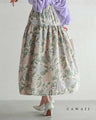 舞うような淡色花の切り替えミディアムスカート