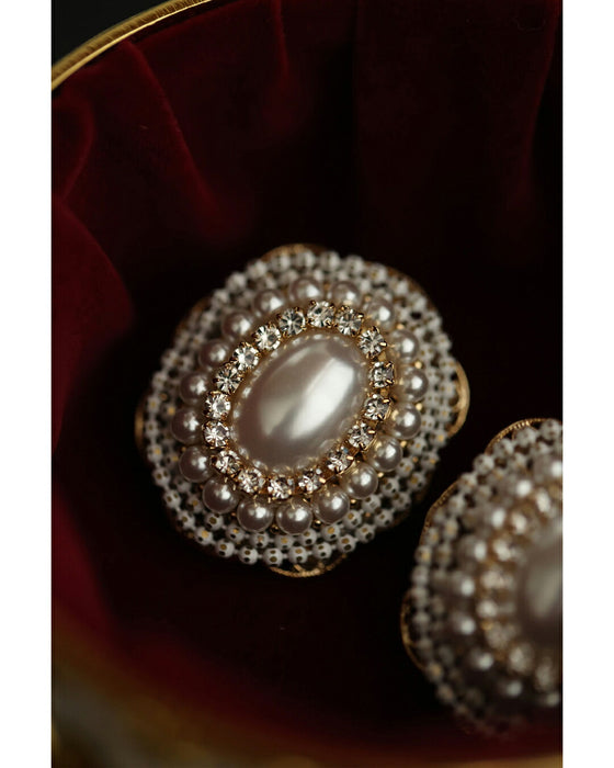 【 返品・交換不可 】顔周り華やぐアンティーク風ビジューピアス