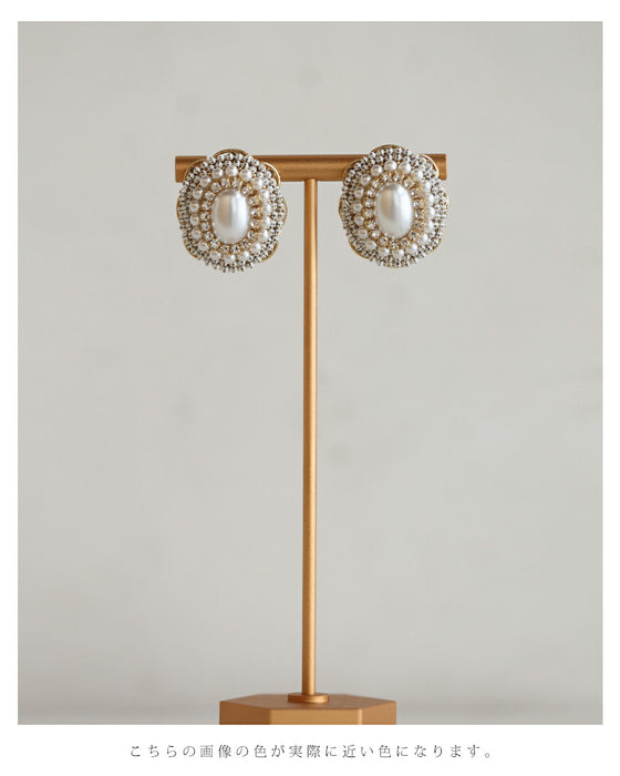 【 返品・交換不可 】顔周り華やぐアンティーク風ビジューピアス