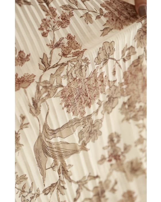 【予約商品】ロマンティックな花柄の細やかプリーツブラウストップス