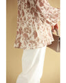 Romantic floral patterned pleated blouse top