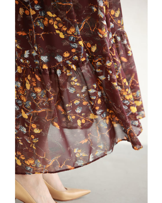 【予約商品】実が成るボタニカルプリントのシアーミディアムワンピース