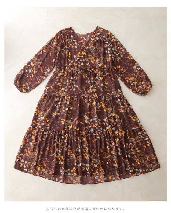 【予約商品】実が成るボタニカルプリントのシアーミディアムワンピース