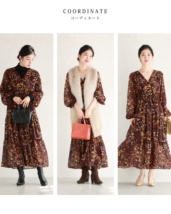 【予約商品】実が成るボタニカルプリントのシアーミディアムワンピース