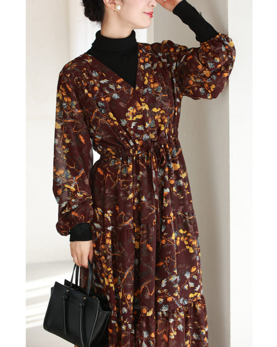 【予約商品】実が成るボタニカルプリントのシアーミディアムワンピース