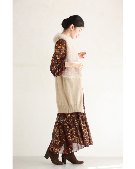 【予約商品】実が成るボタニカルプリントのシアーミディアムワンピース