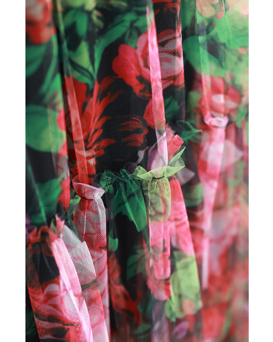 シアーなキャンバスに広がる花畑チュールミディアムスカート