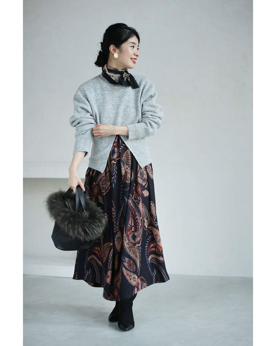 変化を楽しむハーフジップウエストのニットプルオーバートップス