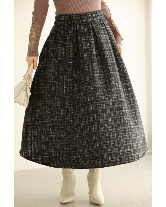 上品なツイードタックミディアムスカート