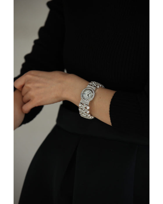 A bejeweled bracelet watch that beautifully keeps time