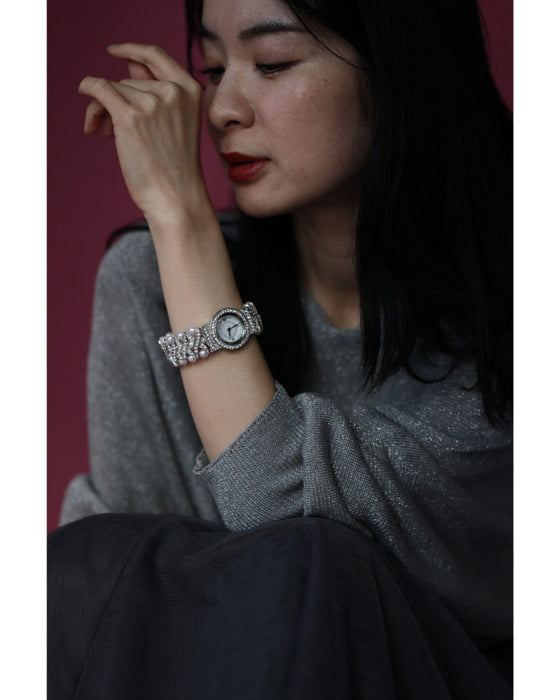 A bejeweled bracelet watch that beautifully keeps time