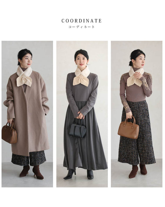 差し込みデザインのあったか可愛いファーティペット