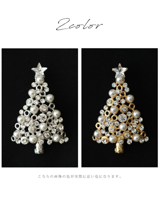 ハッピーホリデーを彩るクリスマスツリーブローチ