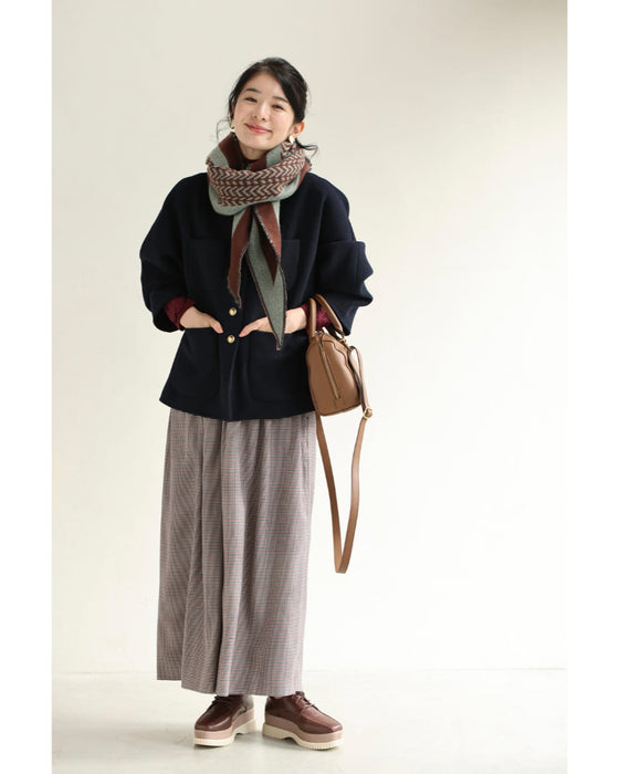チョコミントカラーの菱形ストール