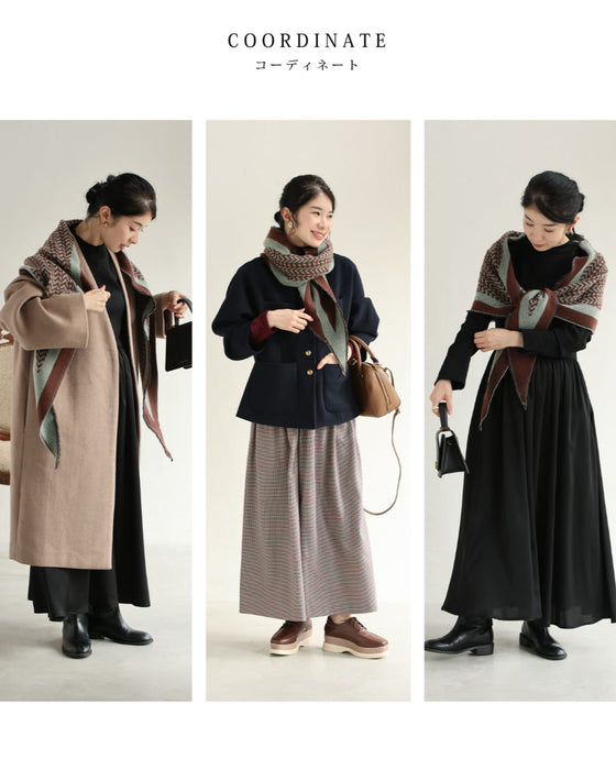 チョコミントカラーの菱形ストール