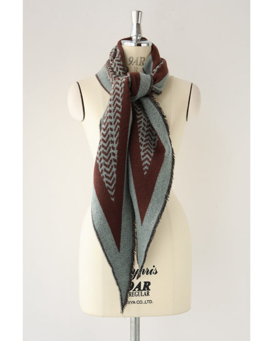 チョコミントカラーの菱形ストール