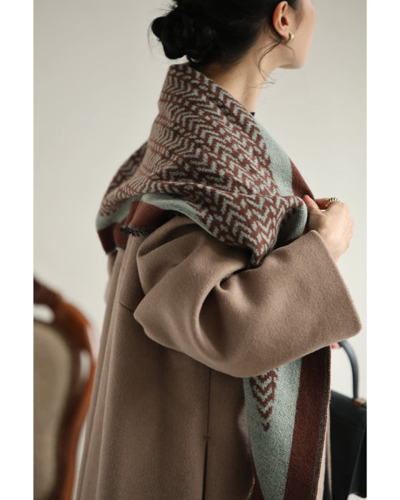 チョコミントカラーの菱形ストール
