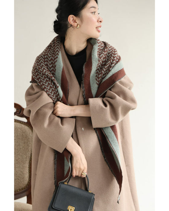 チョコミントカラーの菱形ストール