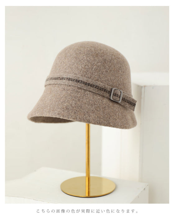 バックル付きベルトのウールライクハット