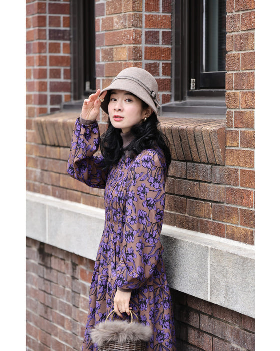 バックル付きベルトのウールライクハット