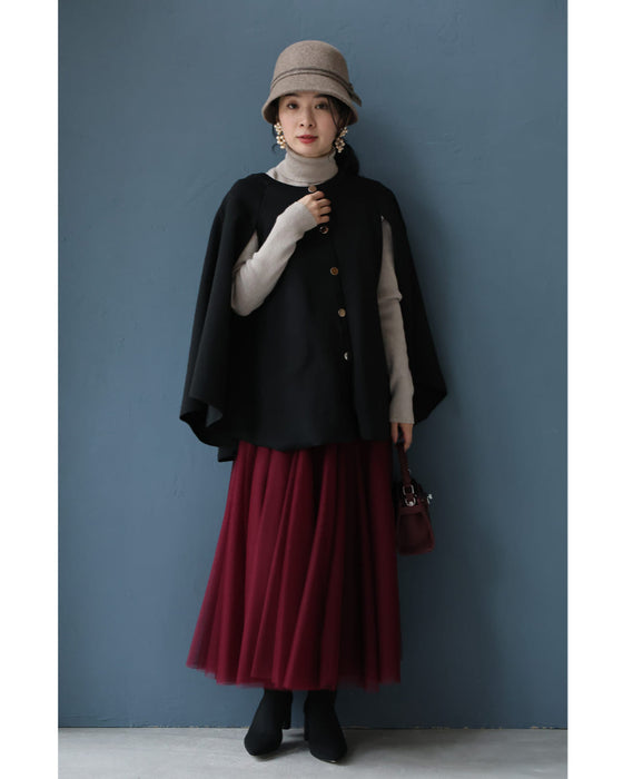 バックル付きベルトのウールライクハット