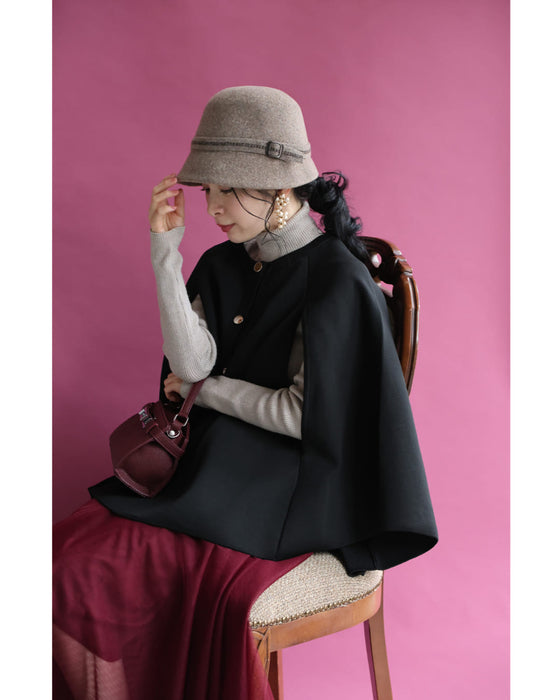 バックル付きベルトのウールライクハット