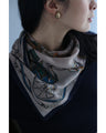 Navy piping scarf with elegant carriage pattern