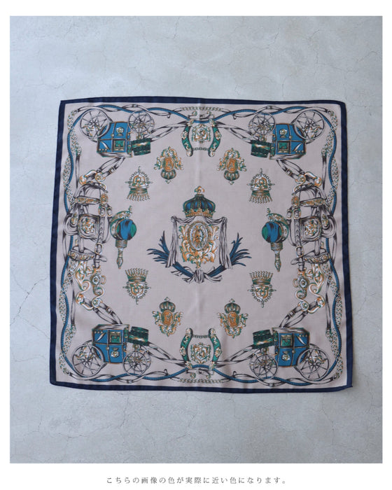Navy piping scarf with elegant carriage pattern